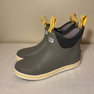 XTRATUF Mens Ankle Deck Boots Gray Rubber Waterproof Slip On Shoes Size 8
